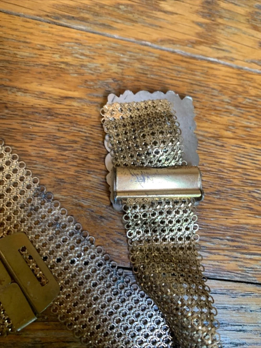 Vintage WHITING & DAVIS CO?? Brass METALLIC MESH BELT Disco Adjustable Festival